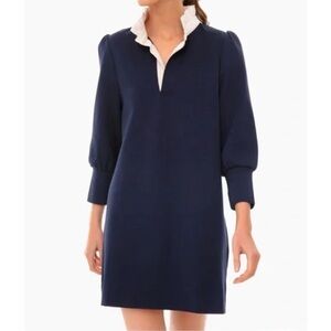 Pomander Place Tuckernuck Charlotte Terry Dress Navy Ruffle Collar